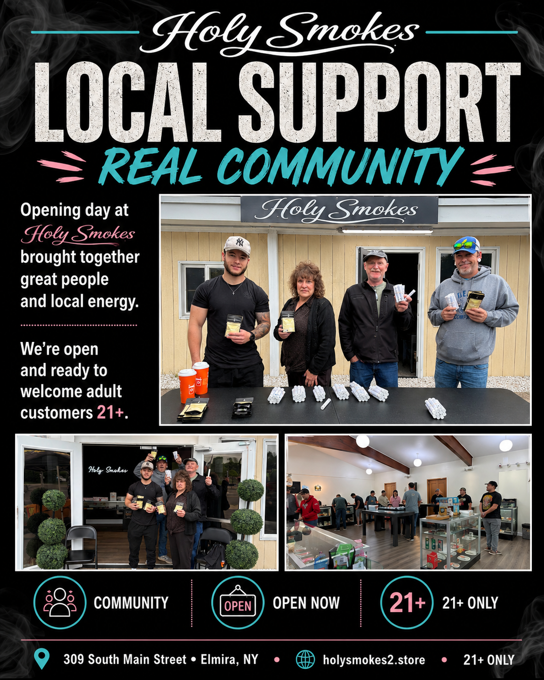 Holy Smokes Community/opening-day social artwork · archived design, not a current event announcement