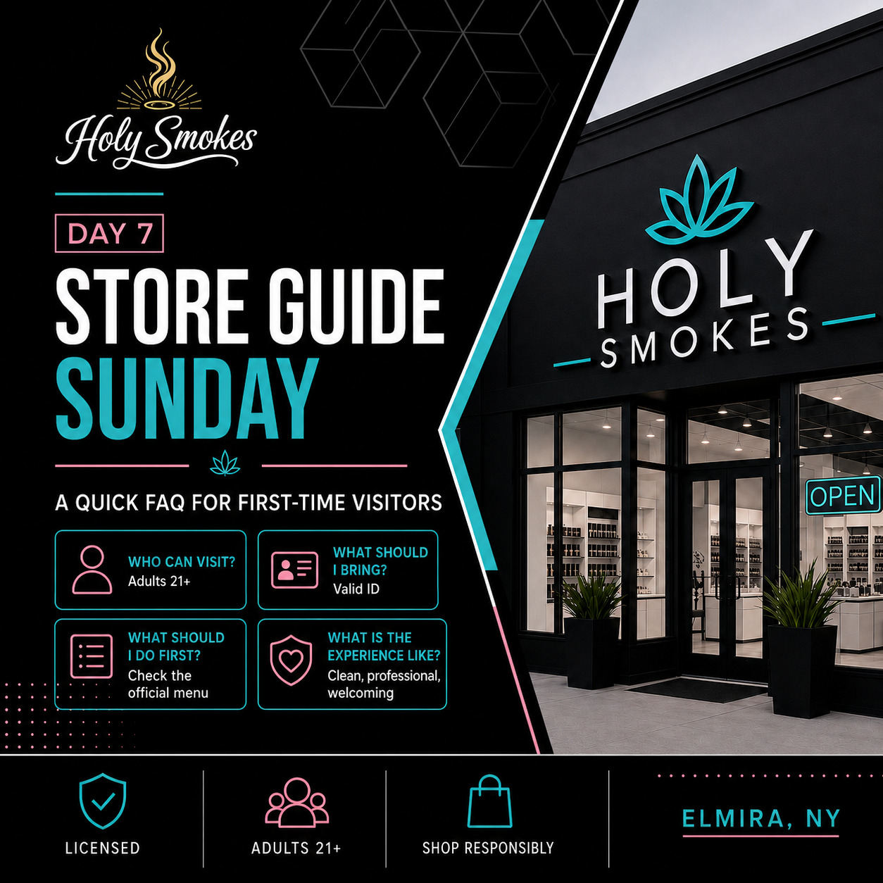 Holy Smokes store guide social-post design