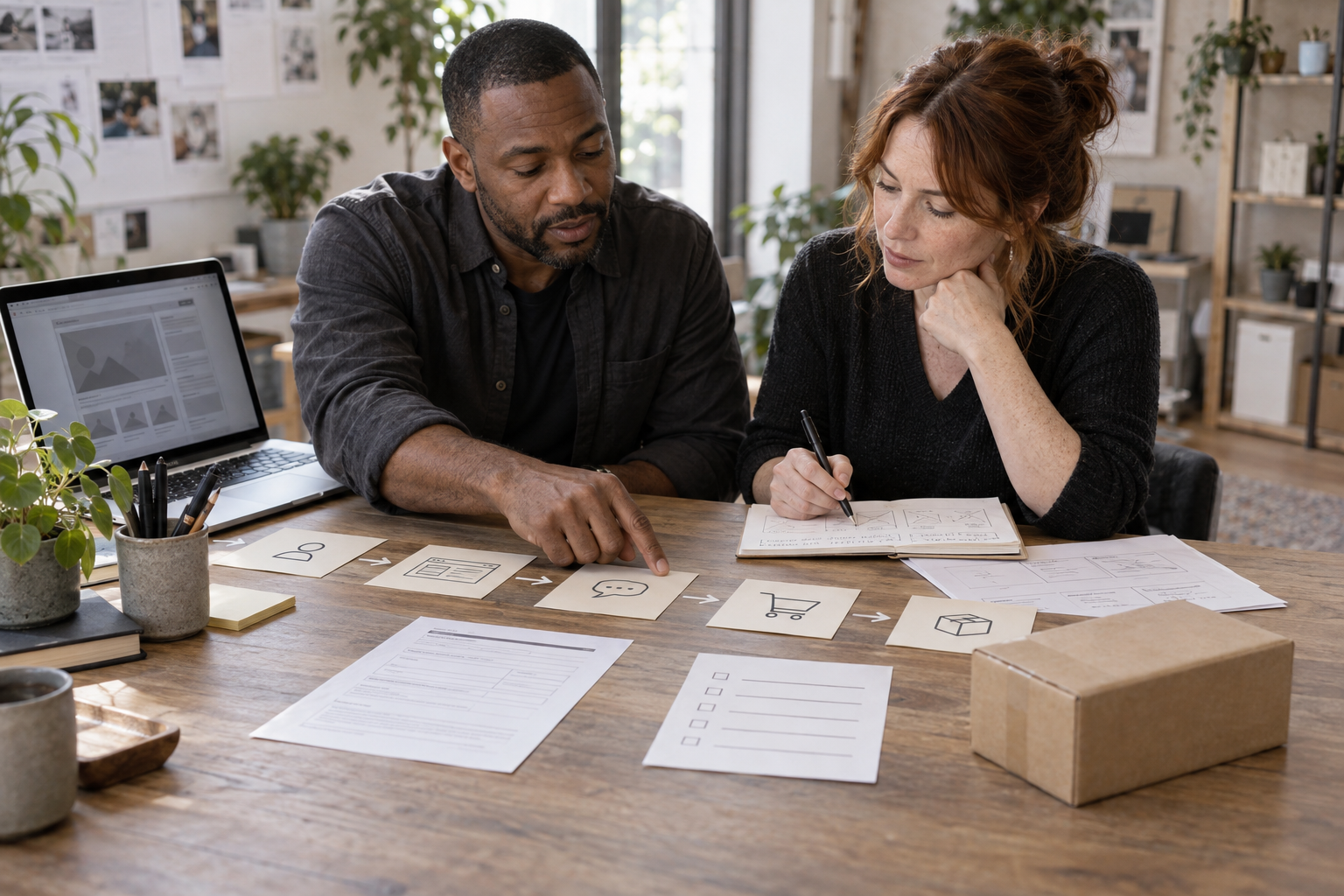 Founder and designer planning the customer journey