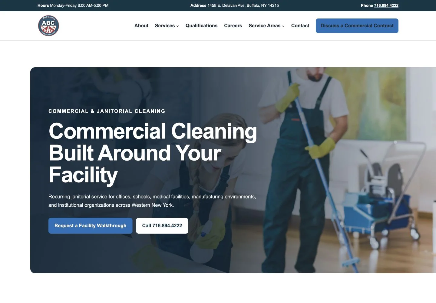ABC Cleaning Services commercial service page