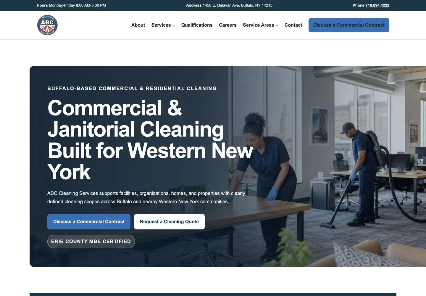 ABC Cleaning Services website homepage