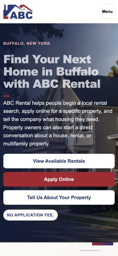 ABC Rental local website mobile view