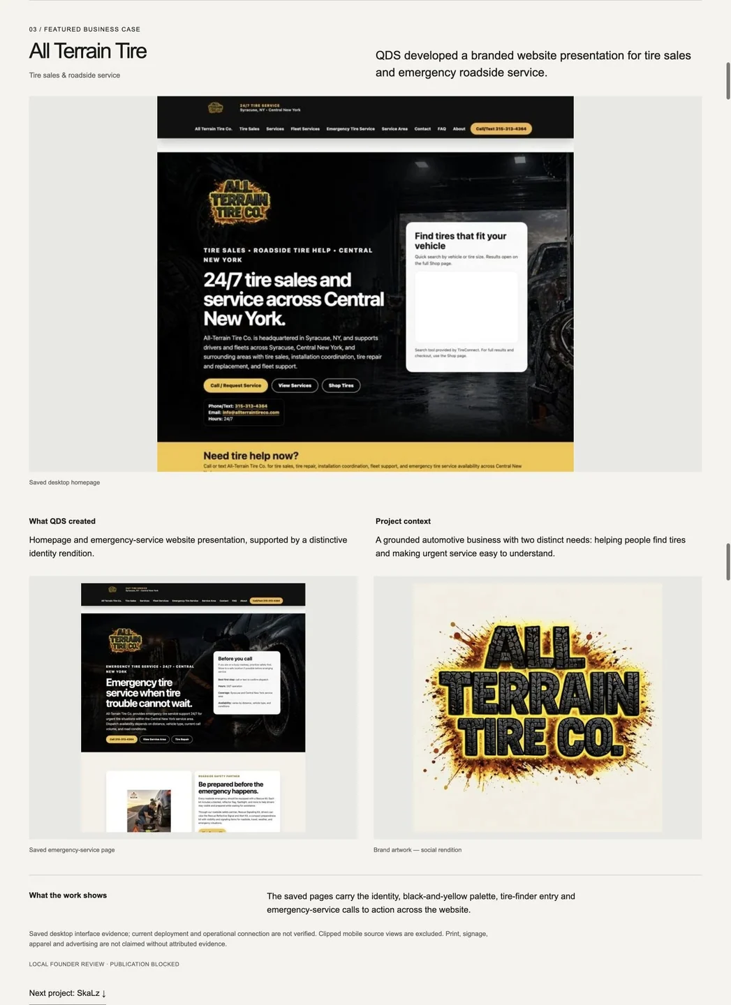 All Terrain Tire saved website interface