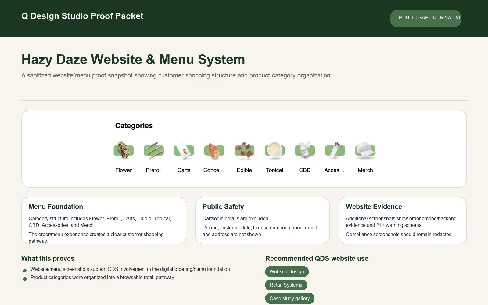 Hazy Daze website menu system