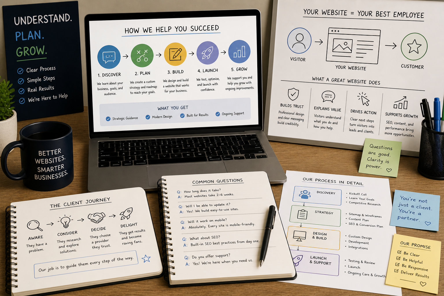 Q Design Studio understand plan grow process board