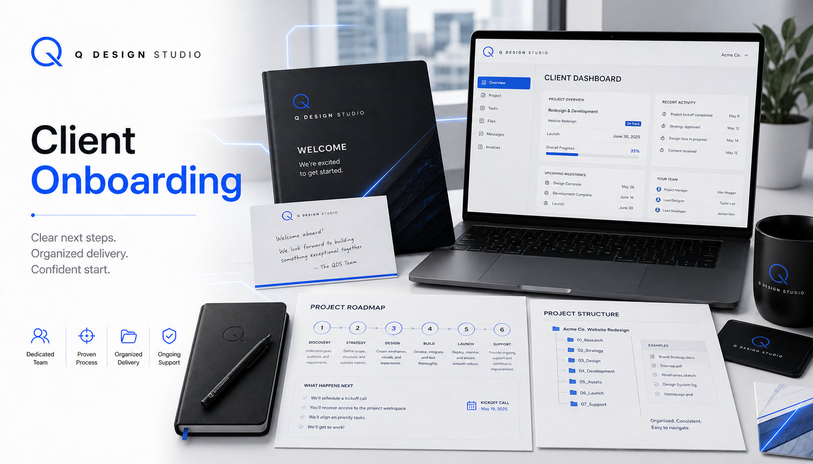 Q Design Studio client onboarding layout review