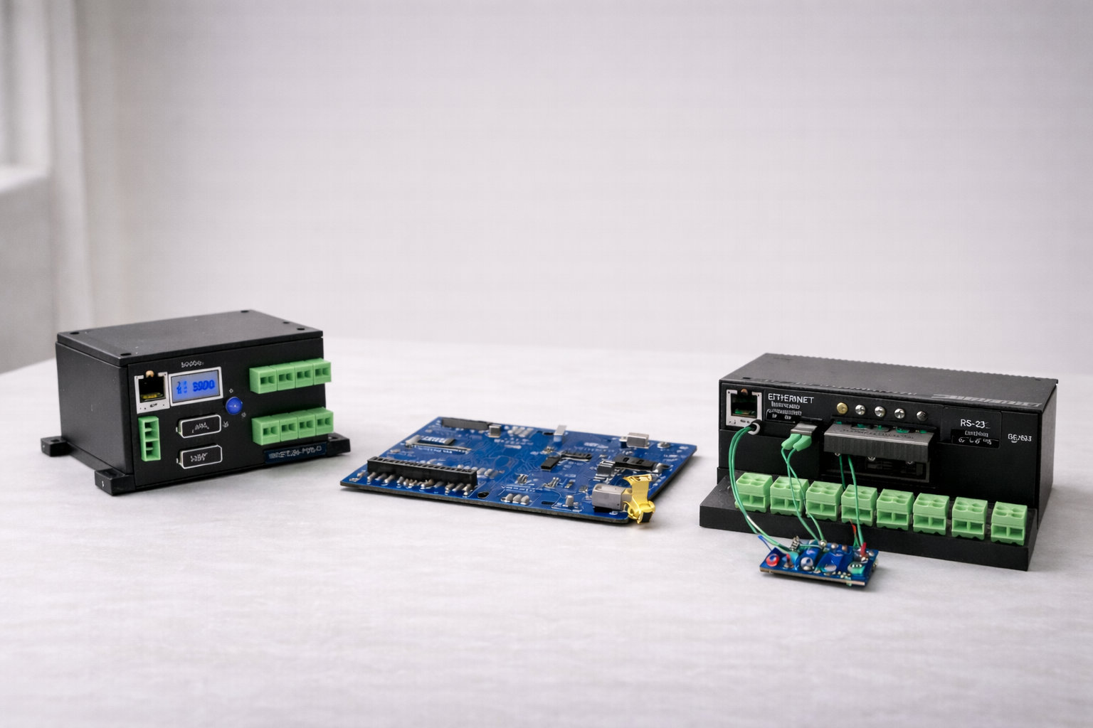 TIS3 technical display mockup components arranged for trade show presentation support.