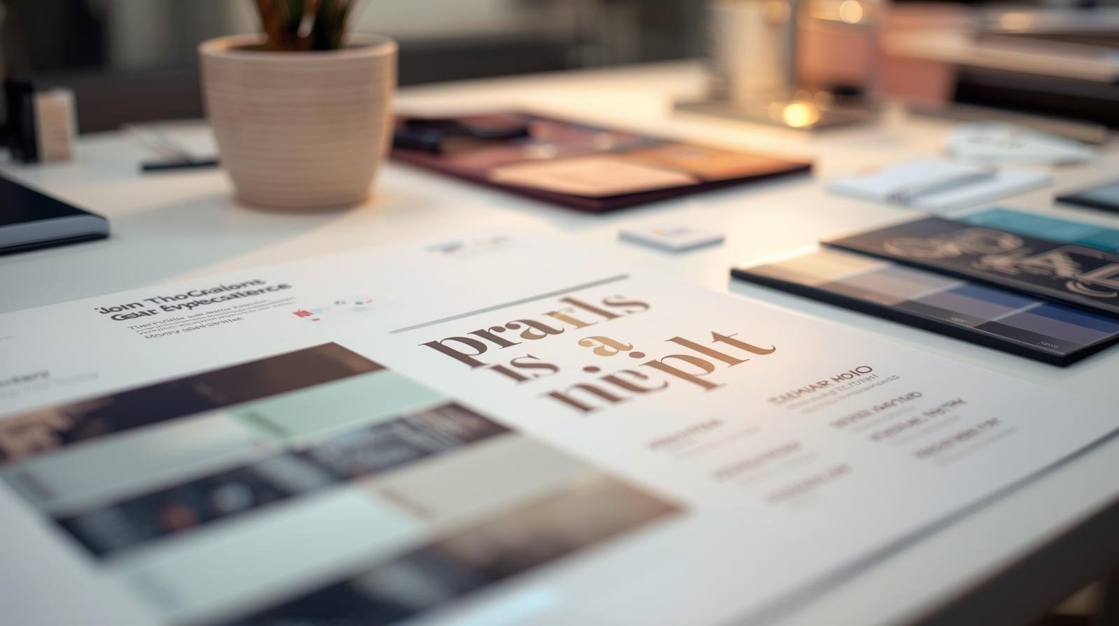 Brand color palettes and typography samples arranged for identity system planning.